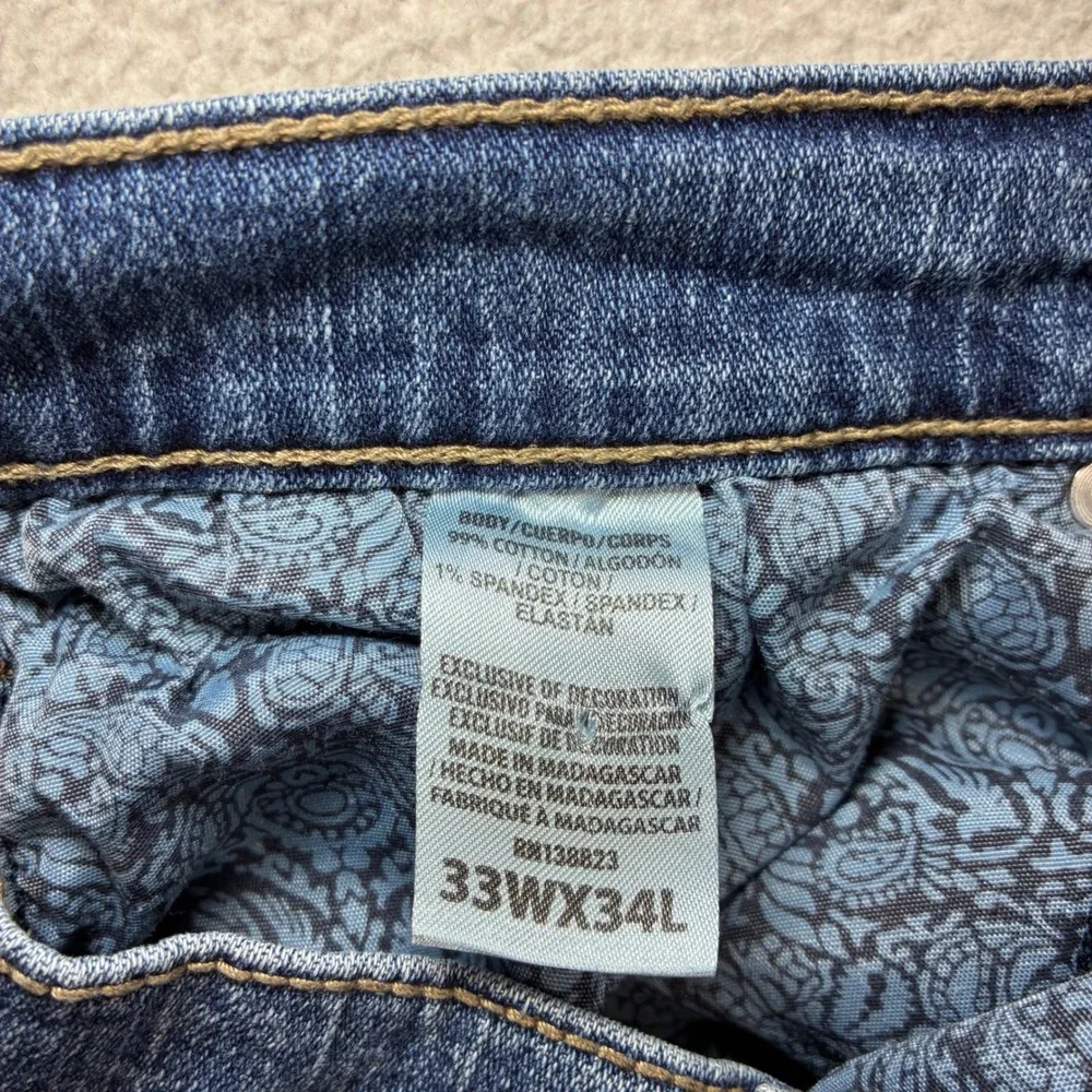 Cody James Jeans Men 33x34 Blue Faded Whiskered Straight Bootcut Western Cowboy